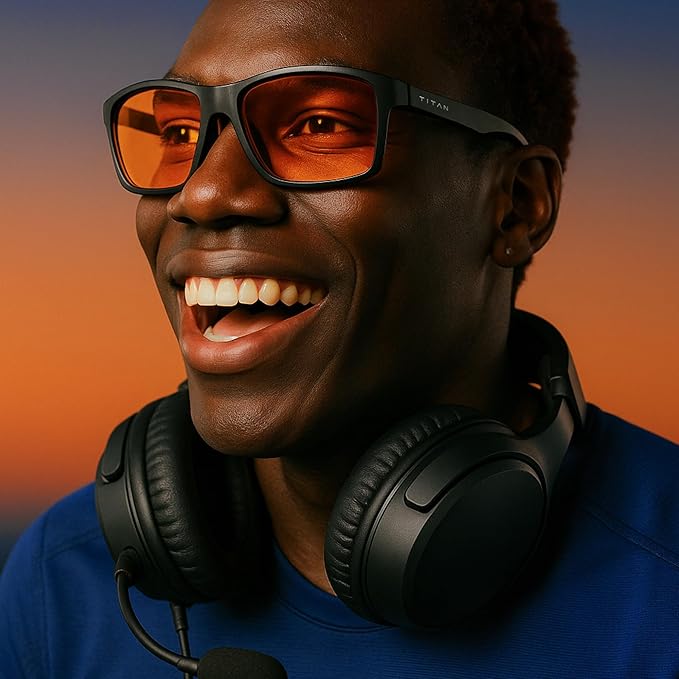 Titan Gaming Glasses, Anti Blue Light Glasses Men, UV400 Protection Blue Light Blocking Glasses for Computer Eye Strain