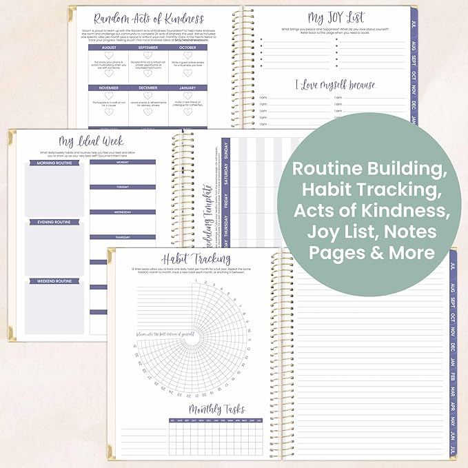 bloom daily planners HARDCOVER 2025-2026 (8.5" x 11") Academic Planner (July 2025 - July 2026) - Aesthetic Goal Organizer - Monthly & Weekly Inspirational Agenda Book - So Many Reasons to Be Happy