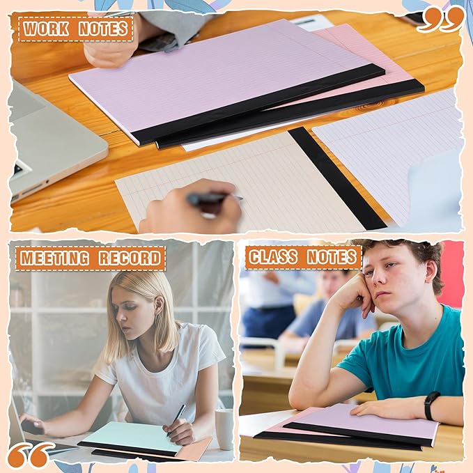 Lincia 12 Pcs 11" x 9.5" Legal Pads College Ruled Notepad Landscape Notebook Horizontal Lined Notebook 80 Gsm Assorted Colors Paper Pastel Writing Pads for School Office, 40 Sheet (Macaron Color)