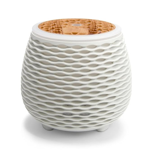 Aromatherapy Essential Oil Wooden Grain Diffuser with Auto Shut-Off Function | Cool Mist Humidifier for Yoga Spa Office Bedroom Home | 120ml (White)