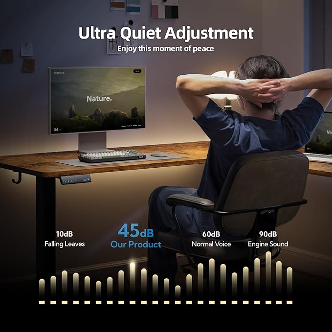 YDN L Shaped Standing Desk, Electric Standing Desks L Shape Adjustable Height Dual Motor, 63 x 55 Inch Corner Standing Desks with Splice Board for Home Office, Large Standing Desk, Rustic Brown