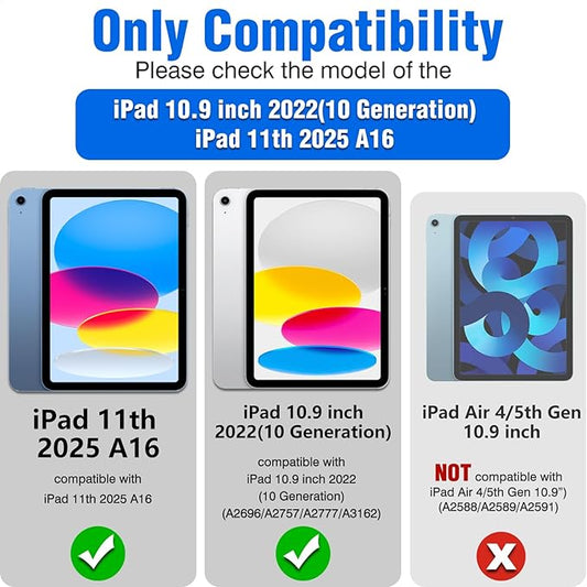 Nillkin for iPad A16 11th 10th Generation Case with Keyboard, Slide Camera Cover, 7-Colors Backlit Detachable Wireless Keyboard with Pencil Holder and Multi-Touch Trackpad for iPad (A16) 11th/10th Gen