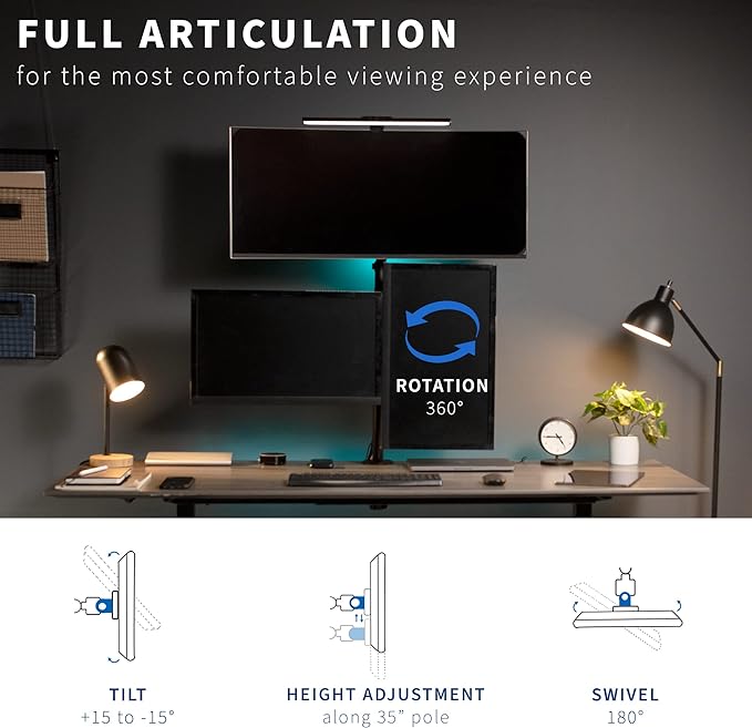 VIVO Triple LCD Monitor Desk Mount Stand Heavy Duty and Fully Adjustable, 3 Screens up to 30 inches STAND-V003T