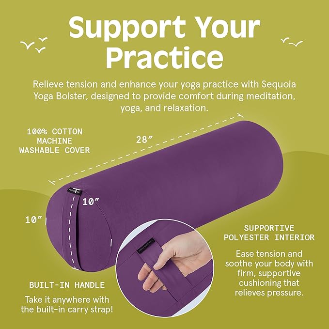 Retrospec Retrospec Sequoia Yoga Bolster Pillow - Meditation Cushion for Yoga Practices - Includes Machine Washable 100% Cotton Cover & Durable Carry Handle