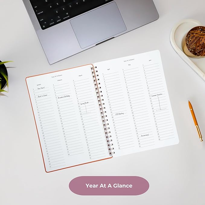 | Ultimate Yearly, Daily, Weekly, Monthly Planner | 8.25" x 11.75" | To Do List Notebook for Work | Simple Design | Multiple Layouts | Academic Planner and Organizer Notebook (Pink, Yearly Planner - Portrait)