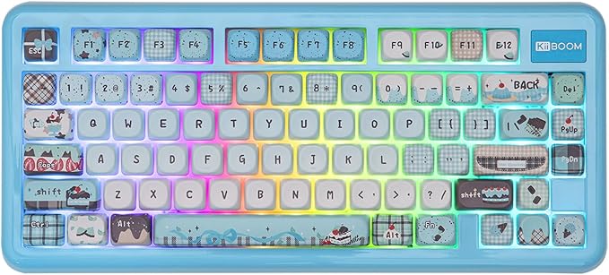 KiiBoom Phantom81 Lite 75% Gasket Mechanical Keyboard, QMK&VIA Programmable, 3 Modes Wireless Gaming Keyboard, RGB Backlights, ABS Case + UV Tech, Hot-Swappable for Windows/Mac/Linux (Blue)