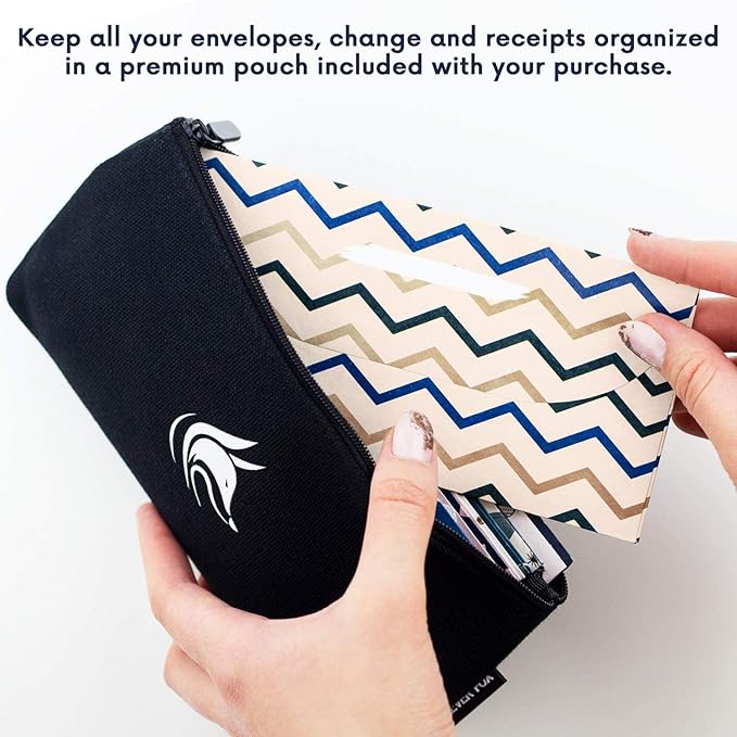 Clever Fox Cash Envelopes for Budgeting System – Budget Envelopes for Cash Budgeting and Saving, Tear and Water Resistant, Includes Carry Pouch & 12 Expense Tracking Budget Sheets, 12 Pack - Chic