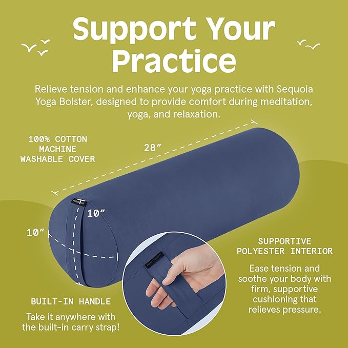 Retrospec Retrospec Sequoia Yoga Bolster Pillow - Meditation Cushion for Yoga Practices - Includes Machine Washable 100% Cotton Cover & Durable Carry Handle