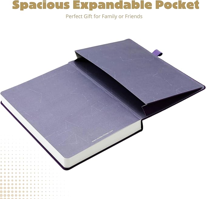 A5 Bullet Dotted Journal Notebook, 160gsm Bleed-Proof Thick Paper, 200 Numbered Dot Grid Pages, 5.8 x 8.3 Inch (Purple)