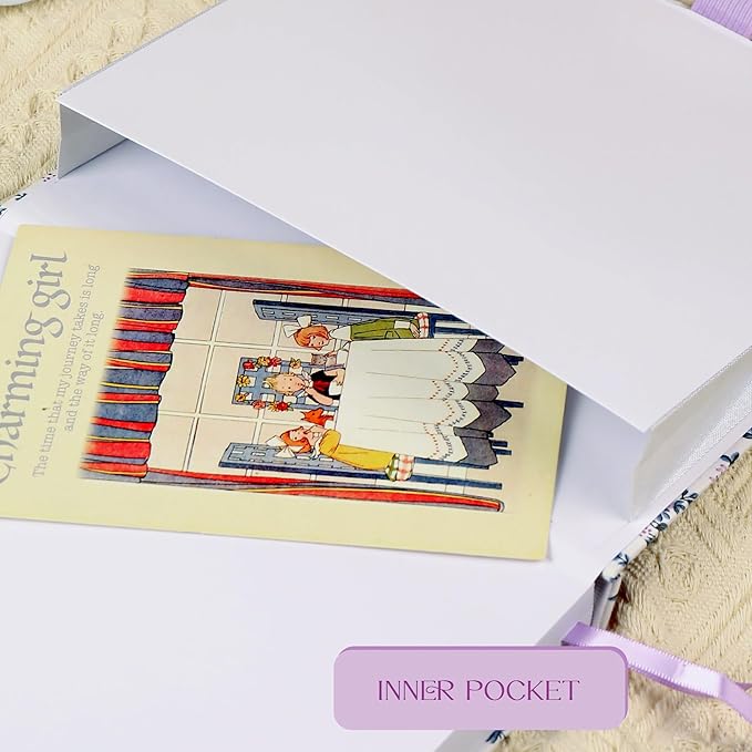 TIEFOSSI Dotted Journal Notebook, Dot Grid Notebook for Women Men, Fabric Flower Journal, 160 GSM Thick Paper, 160 Numbered Pages with Gold Edges, 8 x 8 Square Diary