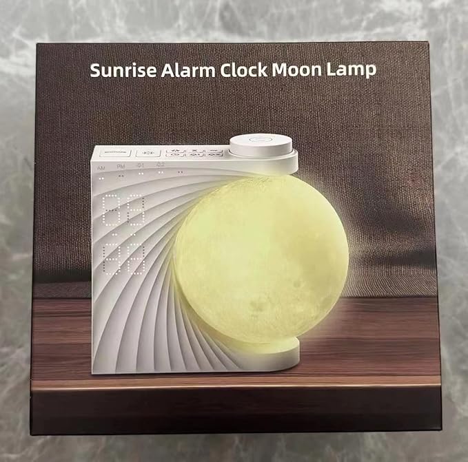 Sunrise Alarm Clocks for Heavy Sleepers,Night Lamp Clocks for Bedrooms with Moon Light,10 Light Effects,30/60/90 Timer,10 Sleep Nature Sounds,15 Ringtones,12 Volume Control with Snooze Function