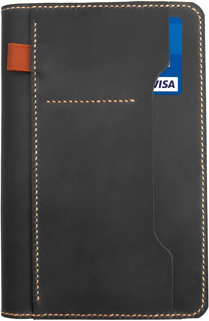 Genuine Leather Notebook Notepad Cover for TOPS The Legal Pad Writing Pads Docket 5" x 8" Cover, retro real leather portfolio folder cover organizer (Black)