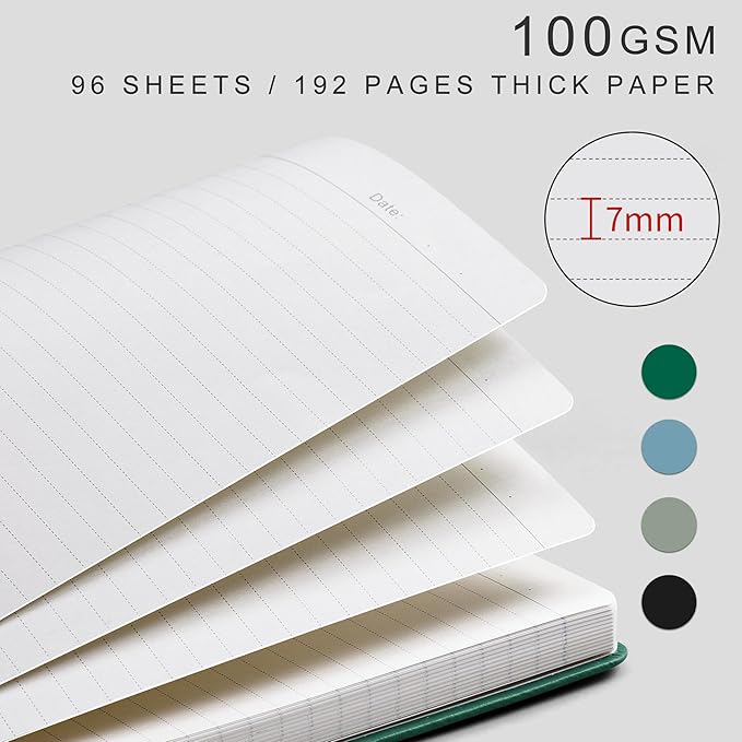 EMSHOI Lined Journal Notebook, 8.5" x 11" Hardcover Leather Journal for Women Men, 192 Pages 100 GSM Thick Paper A4 Large Journals for Writing, College Ruled Notebook for Work, Dark Green