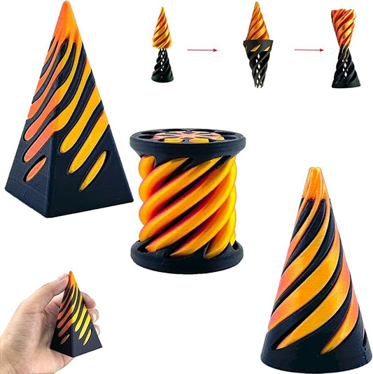 3 Pack Spiral Cone Fidget Toy, Pyramid Passthrough Sculpture, Mini Cones Pass Through Pyramid Fidget Toy for Stress and Anxiety Relaxing