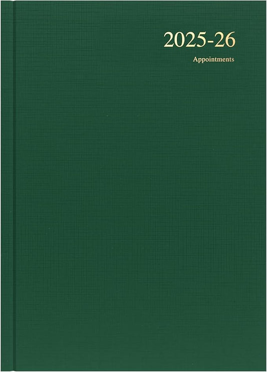 Collins 'Essentials' 12 Month Mid/Academic Year Planner, July 2025-July 2026 - ESSA41M.52-2526 -Day-to-Page Appointments Diary, A4 Hard Cover, Green