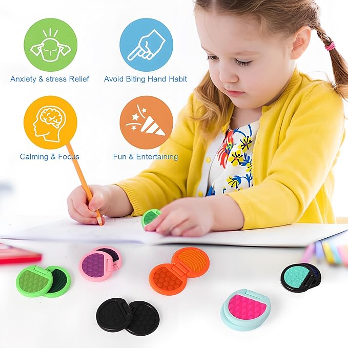 Fidget Toys Adults, Sensory Toys for Kids with Autism, Anxiety Relief Items for ADHD Stress Relief, Fun Fidgets for Teens Textured & Flip Slider - Treasure Box Toys for Classroom (6pcs)