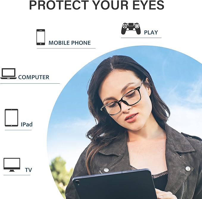 Cyxus Blue Light Blocking Glasses Men Women Computer Gaming Glasses Rectangle TR90 frame Anti Eyestrain UV400 Black White