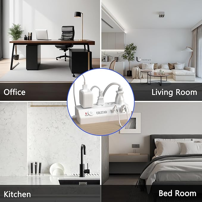 Desk Clamp Power Strip with 4 AC Outlets & 4 USB Ports Including PD 20W Fast Charging, Desk Mount Power Strip Surge Protector for Office,10FT Extension Cord Fits 1.8" Tabletop Edge (White)