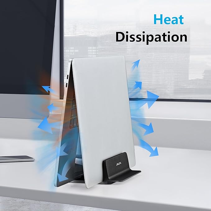 JARLINK Vertical Laptop Stand, Aluminum Laptop Holder Desktop Stand with Adjustable Dock Size (up to 17.3 inches) Compatible with All MacBook/Surface/Dell/Gaming Laptops (Black)