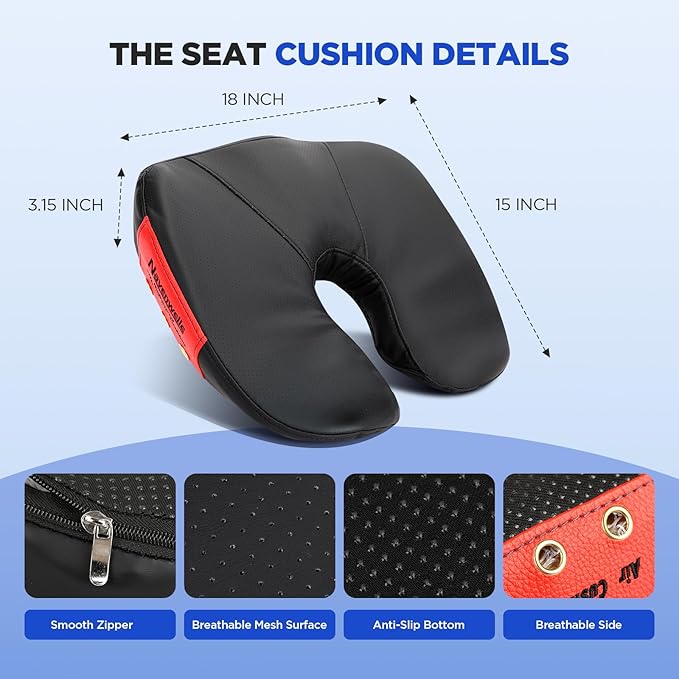 Seat Cushion for Office Chair – Memory Foam Car Seat Cushion for Sciatica, Tailbone, Back & Hemorrhoid Pain Relief U-Shaped Ergonomic High-Density Breathable Foam with Non-Slip Base (Black)