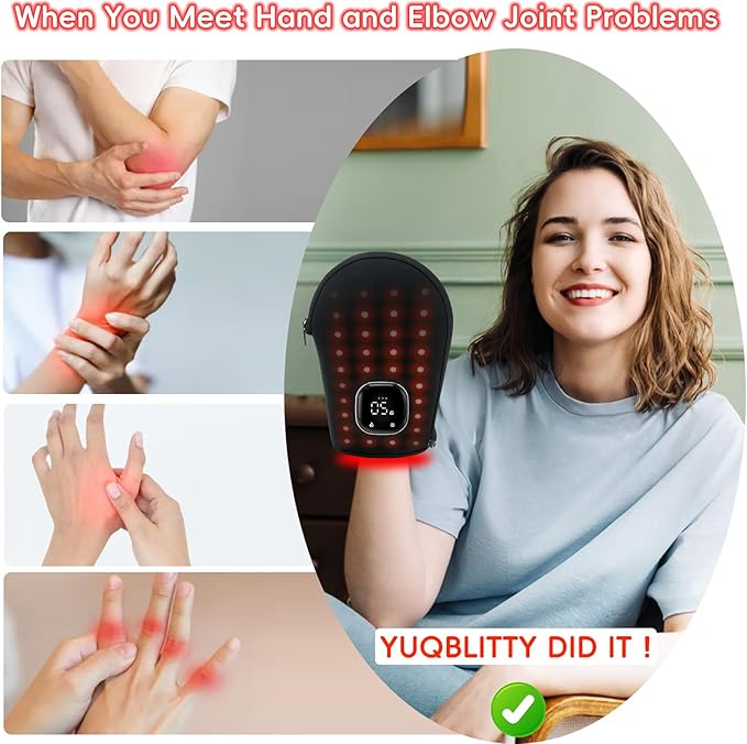 Red Light Therapy for Hand Pain Relief with 660nm & 850nm Infrared Light, 5 Modes, Timer, Cordless Rechargeable LED Near Infrared Light Therapy Gloves Device for Arm/Forearm/Finger/Wrist Joint