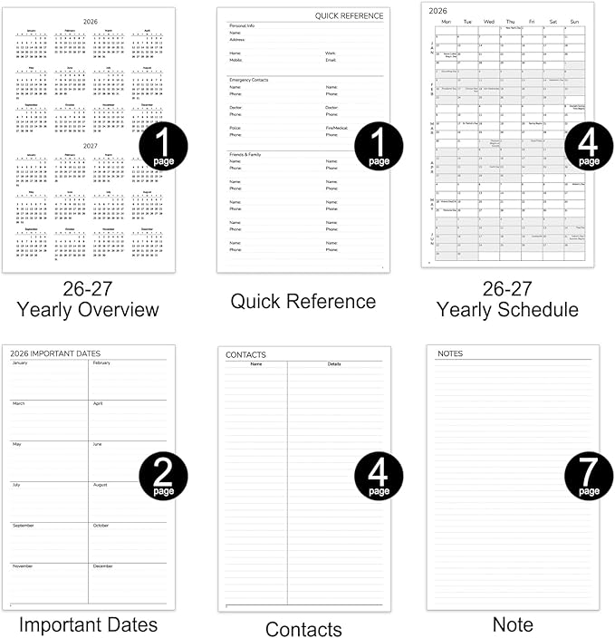 GNL Monthly Planner 2026-2027, 2 Year(27 Months) Calendar Planner, Oct. 2025 - Dec 2027, 7" x 10" Monthly Spreads & Yearly Planner, Perfect for School Office Home Planning, Black