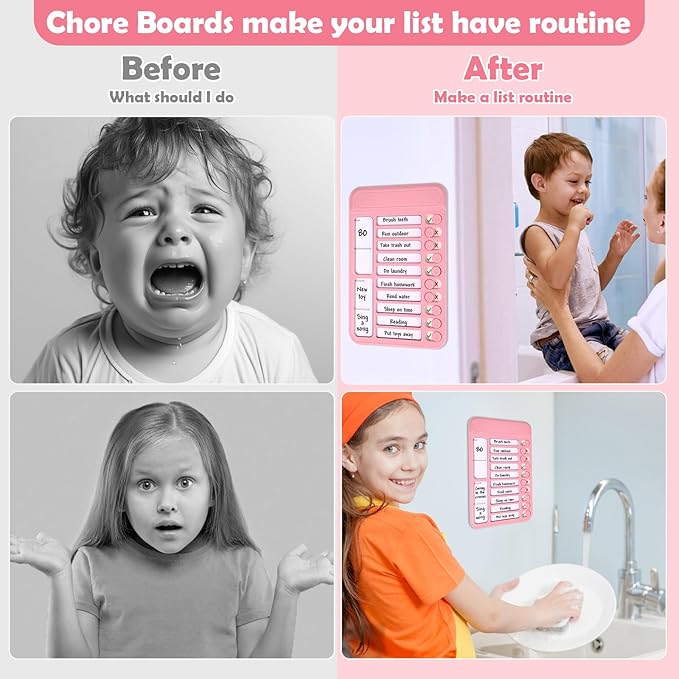 2Pcs Chore Chart for Kids to Do List Checklist Board Detachable Message Slider Schedule Planning Boards with 30Pcs Blank Checklist 4Pcs Cardstock for Habit Tracker or Daily and Weekly Planner