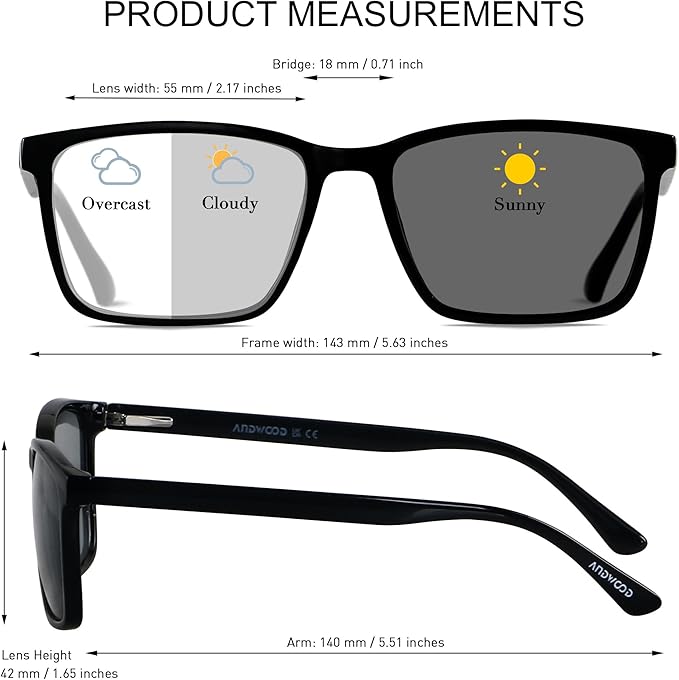 ANDWOOD Blue Light Blocking Glasses Men Women Computer Filter Large Frame Bluelight Blocker Anti Blue Ray Lightweight AR002