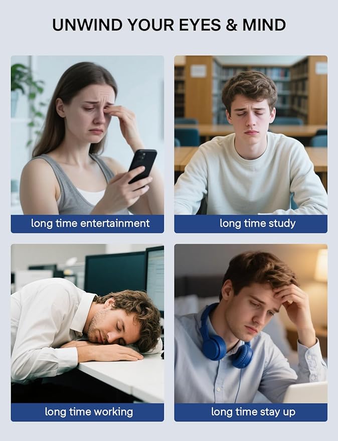 Eye Massager with Heat, Birthday Gifts for Mom Dad Her Him, Heated Eye Massager for Migraines with Compression and Bluetooth, Reduce Eyes Strain, Dark Circles and Improve Sleep