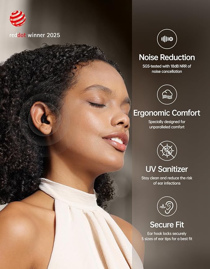 Welove Ultra-Comfy Ear Plugs with First-Ever UV Sanitizer—Reusable Earplugs for Sleep, Focus, Travel, and Noise Sensitivity |Hearing Protection |Customizable Fit | 18dB NRR Noise Reduction