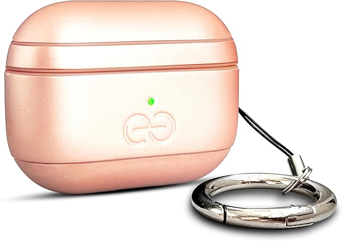 Dreem Om Case Cover with Keychain Clip Compatible with AirPods Pro 2/Pro, Protective One-Piece Hard Shell, Luxury Vegan Leather AirPod Pro Case 2nd/1st Generation with Separate Clip [Rose]