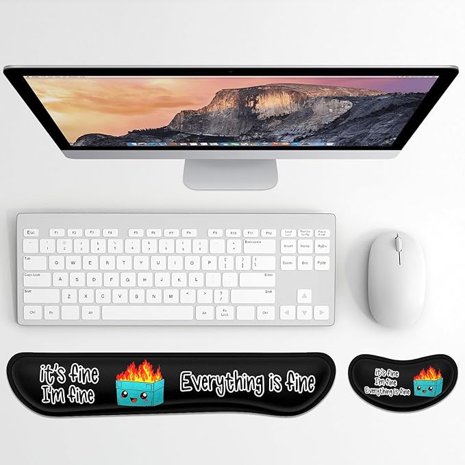 Dapesuom Enlarge Keyboard Wrist Rest, Memory Foam Wrist Cushion for Desk Mats Support, Typing Pain Relief Keyboard Mouse Pad Rests Set with Non-Slip Base for Gaming Laptop Computer, Black Dumpster