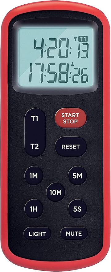 Lavatools KT8 Digital Kitchen Dual Timer & Stopwatch, Backlight, Ultra Loud Alarm, Mute Function, Quick-Set Buttons, Hang Hole, Magnetic for Cooking and Classroom with Lanyard