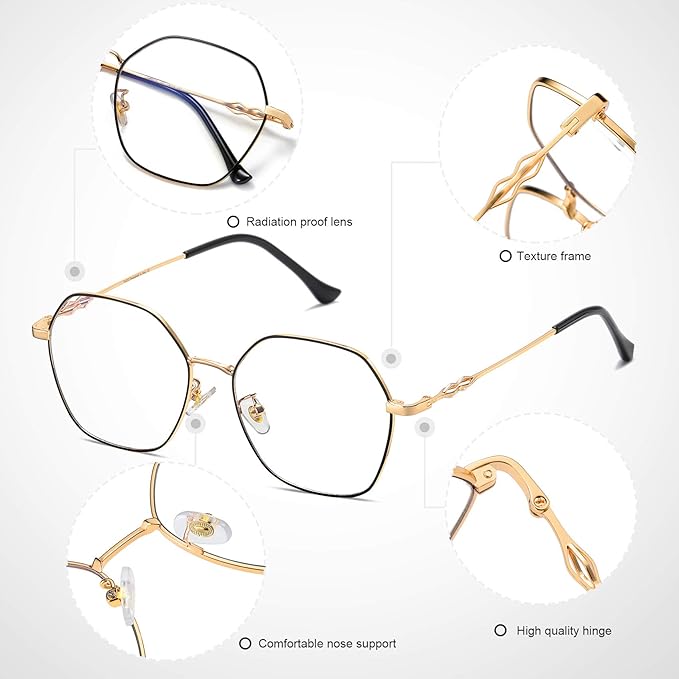 DUCO Small Round Blue Light Glasses For Women Men Blue Ray Blocking Glasses 8215