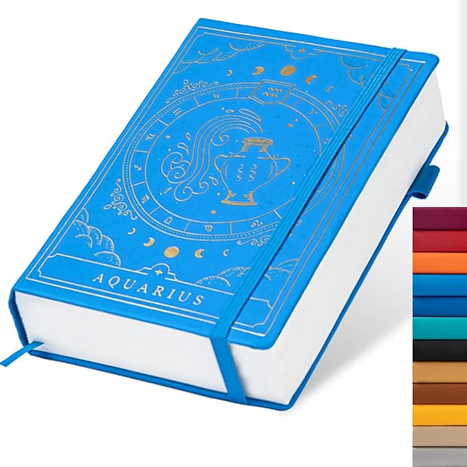 TIEFOSSI Constellations Dotted Journal Notebook-A5 Writing journals with 100gsm 400pages Paper, Hardcover Bullet Organizers Notebook for Women, Men, Teens (Aquarius)