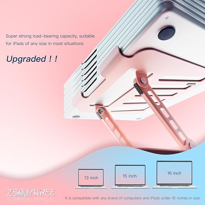 Pink Adjustable Laptop Stand for Desk&Rotating Phone Holder Blue,Portable Stand No Need Install,Perfect for Office,Home & Travel Ideal Cell Phone & Laptop Stand Combo