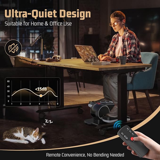 ANCHEER Under Desk Elliptical Machine, Electric Seated Pedal Exerciser Machine with 12 Adjustable Speed, Quiet & Portable, LCD Display Monitor, Remote Control, Leg Exerciser for Home Office