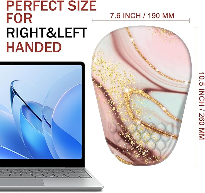 Ergonomic Mouse Pad Wrist Support, with Memory Foam & Non-Slip PU Base, Comfortable Massage Design Mouse Pad Relieve Wrist Fatigue&Pain, Suitable for Computer, Office and Home(03Charming Marble)