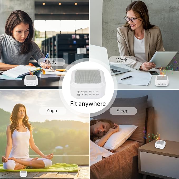 LUXSWAY Sound Machine, White Noise Machine for Adults Kids Baby | 8 Non-looping Sounds | Powered by AC or USB | Timer | Easy to Pocket and Travel – Classic White