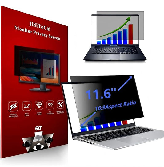11.6 Inch 16:9 Computer Privacy Screen Filter for Monitor - Privacy Shield and Anti-Glare Protector