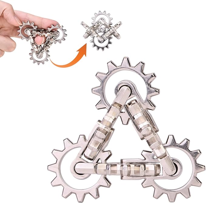 Infinity Gear Fidget Toy, Cool Sensory Solid Metal Never Ending Figette Toys, Adults Fidget Toys, Keep Fingers/Hands Busy, Relieve Stress Anxiety, Promotes Focus Avoid Bad Habits