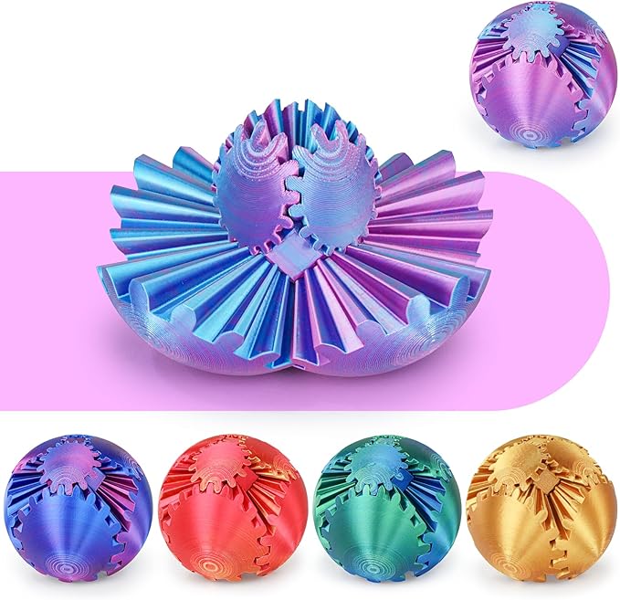 Gear Ball 3D Printed Cube Fidget Toy,Gear Sphere Fidget Toys,Sensory Toys for Stress and Anxiety Relief, Desk Toy Fidget Spinners,Stocking Stuffers for Adults & Kids Gift (Light Purple Blue, 2.3 Inch)