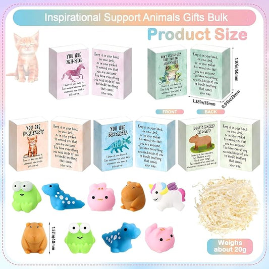 Wettarn 25 Sets Appreciation Gifts Cute Animal Stress Balls with Support Gift Boxes Inspirational Party Favors for Employee Coworker Friends Office Positive Relief Toys
