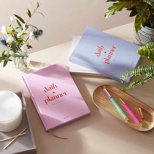 Yop & Tom Undated Daily Planner - Productivity Planner - Weekly and Daily Organizer with Time Slots - Purple & Orange