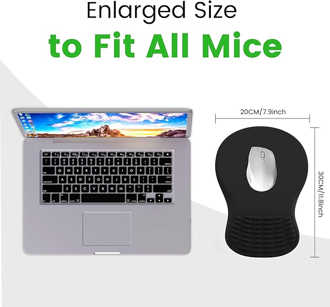 MEKASS Ergonomic Mouse Pad with Wrist Rest, Memory Foam Mousepad for Carpal Tunnel Pain Relief, Desk Computer Wrist Support Mouse Pad with Non-Slip PU Base for Office Home (Beach)