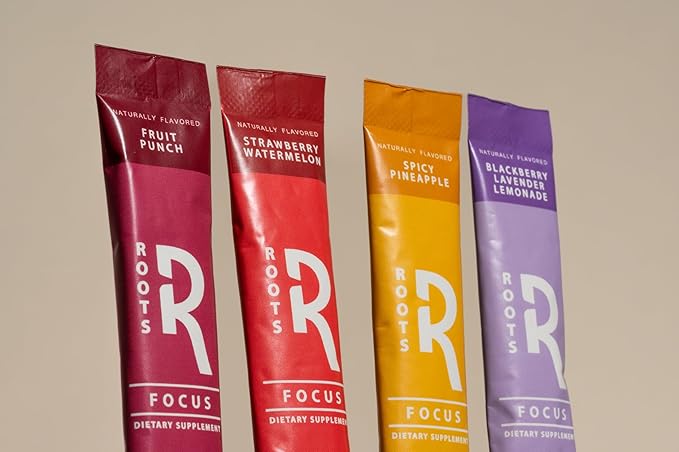 Roots Focus Nootropic Brain Supplement, BlackBerry Lavender Lemonade, Blend of Lion's Mane, Cordyceps, & Reishi Functional Mushrooms with Extended-Release Caffeine, 15 Servings