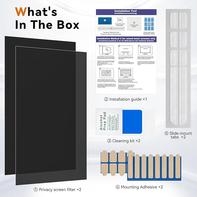 [2 Pack] 23 Inch Computer Privacy Screen for 16:9 Aspect Ratio Widescreen Monitor, Eye Protection Anti Glare Blue Light Computer Monitor Privacy Filter, Removable Anti-Scratch 23in Protector Film