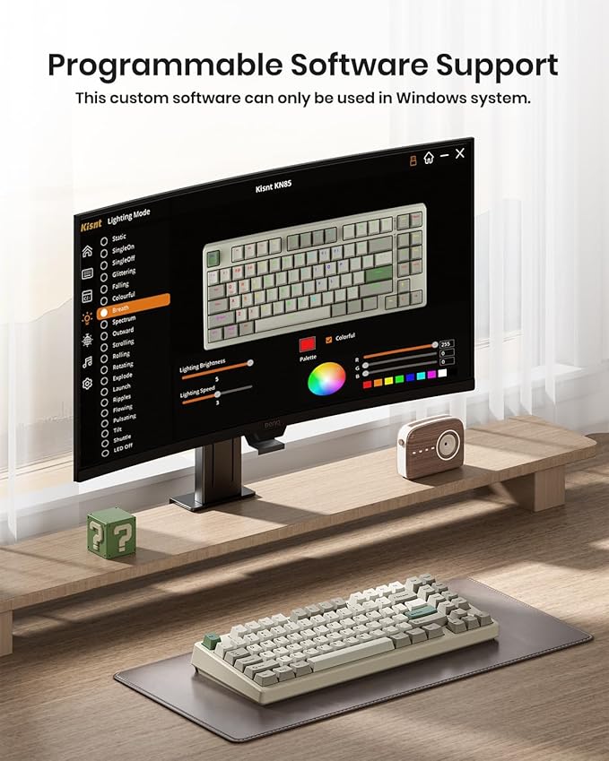 Wireless Mechanical Keyboard,Gasket Mounted with Creamy Sound,Bluetooth/2.4GHz/USB-C,Custom Hot Swappable,RGB Backlit,75% Compact Layout for Gaming/Typing/Win/Mac/PC (Industrial Gray,Linear Switch)