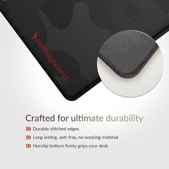 Das Keyboard Large Gaming Mouse Pad Desk Mat with Stitched Edge - Non Slip Base - Waterproof - Premium Cloth Mousepad for Home Work Gaming - Urban Commando Camo