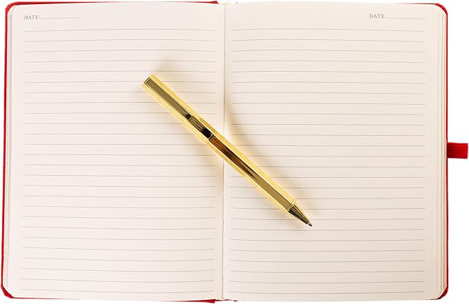 Graphique Cherry Lined Journal Plus Pen Luxe Collection, Hardcover Diary Notebook for Writing, Gold Foil Embossing, 160 Pages, 6” x 8”